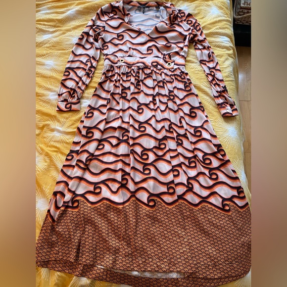 Scotch & Soda Swirl Print Drape Midi Dress - Small - Picture 3 of 3